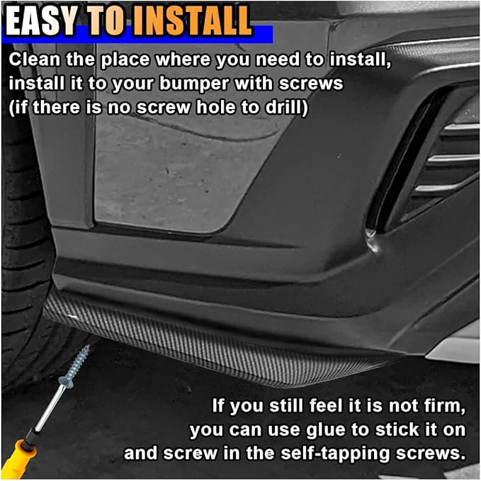 2PCS Universal Car Rear Bumper Lip Splitter Canard Diffuser, Side Fin Fenders Skirt Protector Exterior Decoration Trim for Car (Carbon Fiber)