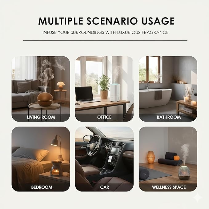 Hotel Diffuser Oil Essential Oils Set, Inspired by Luxury 5-Star Hotel, Baccarat Rouge, Dream On, Dubai, My Way, Santal, Fragrance Oil Set (10(ML), Santal)