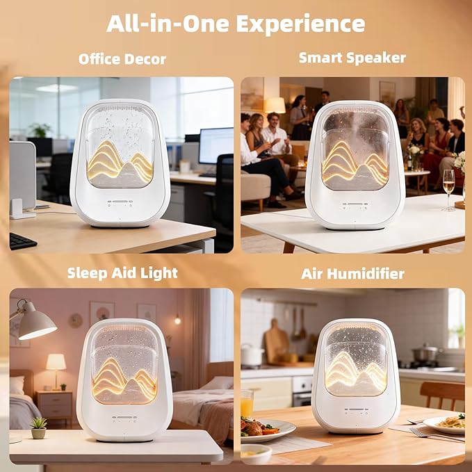 8-in-1 White Noise Sound Machine with Aroma Diffuser, Rain Sound Machine for Sleeping, Stress Relief, Waterfall Sound Machine Night Light Timer for Bedroom Office Home Decor, Cream