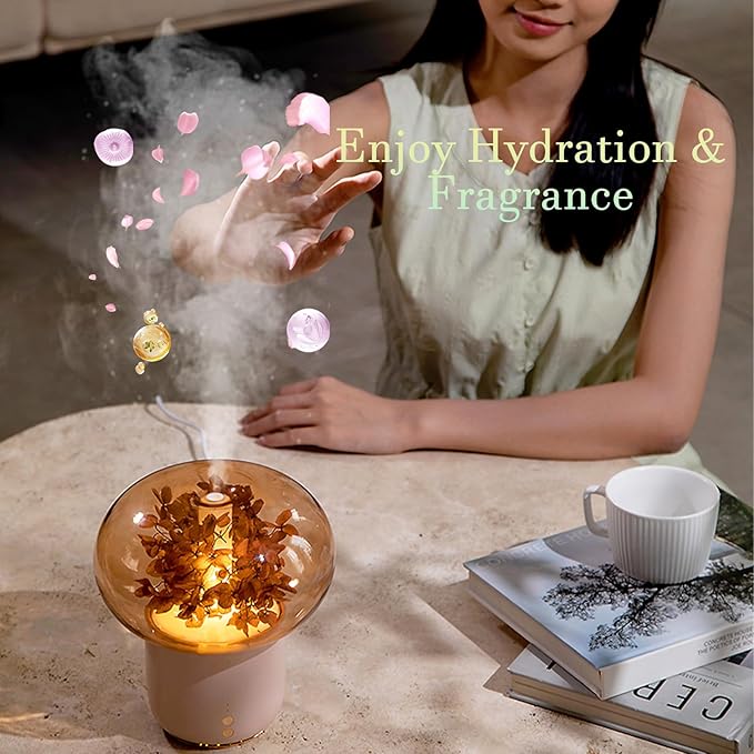Eternal Flower Essential Oil Diffuser, 200ml Ultrasonic Aromatherapy Humidifier, Creative Colorful Night Light Aromatherapy Machine, Noise Free, BPA Free, Auto Shut-Off, Gift for Women (Green)