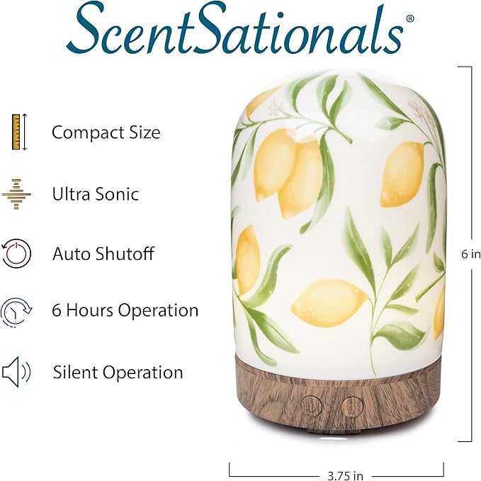 ScentSationals Essential Oil Diffuser - Eclectic Collection - Aromatherapy Diffuser for Living Room or Bedroom, Home Fragrance Diffuser for Scented Essential Oils - Lemon Drop