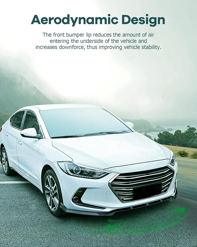 SCITOO Plastic Front Lip Spoiler Fits for 2017-2018 for Hyundai for Elantra Matte Black Front Bumper Lip