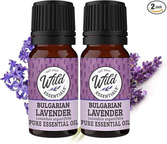 Wild Essentials Bulgarian Lavender 100% Pure Essential Oil 2 Pack - 10ml, Therapeutic Grade, Made and Bottled in The USA, Calming