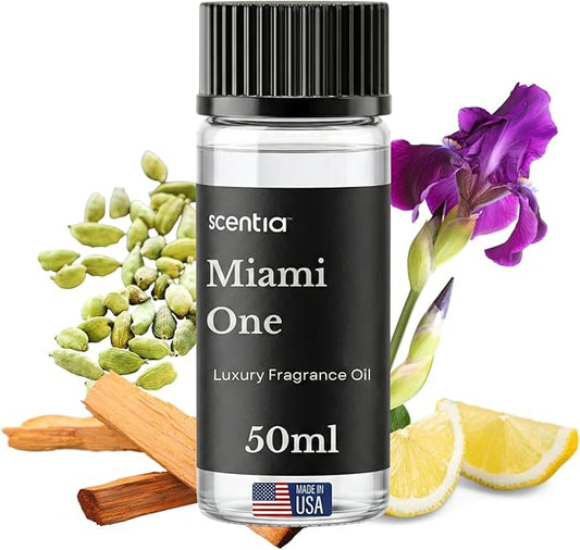 Scentia Miami One (My Way) Hotel Scent Diffuser Oil – Luxury Fragrance Inspired by 1 Hotel Miami Beach – 50 mL – Lemon, Sandalwood & Cedar Essential Oil Blend for Home, Office & Aromatherapy Diffusers