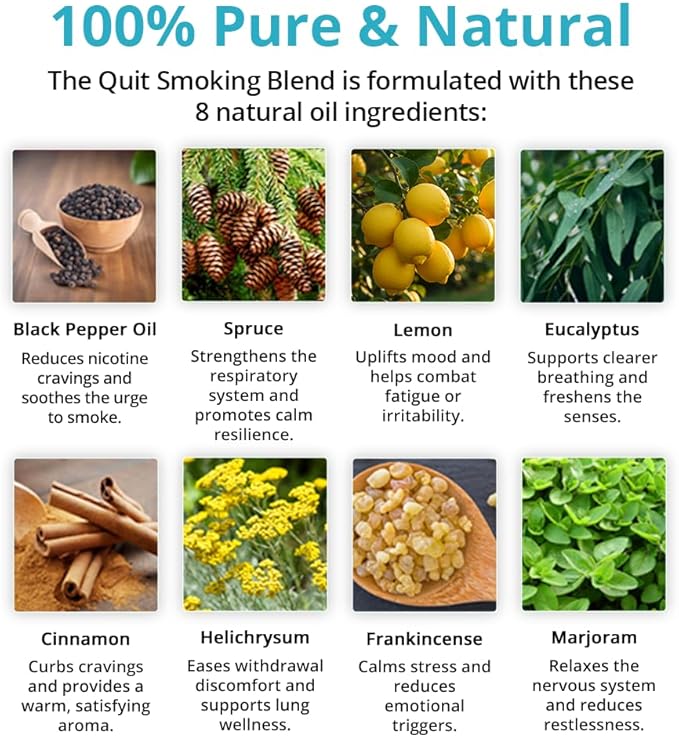 Wild Essentials Quit Smoking 100% Pure Essential Oil Synergy Blend - 10ml, Premium Grade, Use tor Help Quench Cravings The Natural Way! Made and Bottled in The USA
