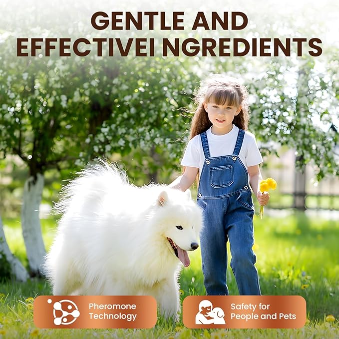 Dog Pheromones Calming Diffuser to Calm Dogs 6 IN 1 Kit (2 Diffusers+4 Refills) Pheromone Plug In for Stress Barking Pee Accidents Chewing Aggression Separation Anxiety Relief 120 Days(Odorless)