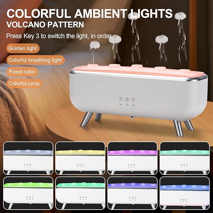 300ML Dynamic Jellyfish Diffuser: 5 Rings Dynamic Sound Pickup - Essential Oil Scent Volcano Diffuser Low Noise for Bedroom Office Hotel - Aromatherapy Aroma Humidifiers