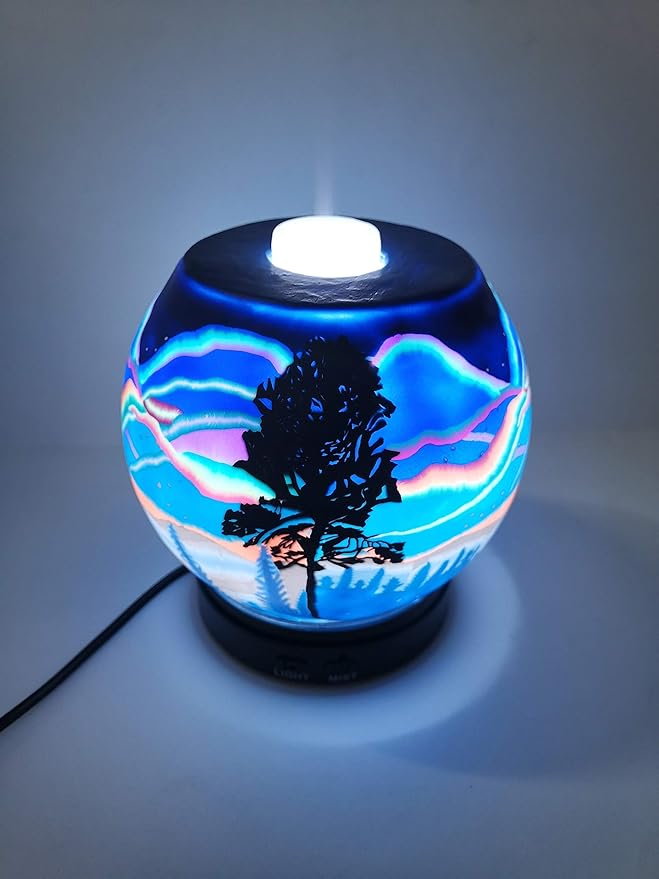 Essential Oil Diffuser Ultrasonic Handcrafted 120ml Aroma Essential Oil Cool Mist Humidifier with Adjustable Mist Mode, Auto Shut-Off and 7 Color LED Lights Changing (Northern Lights)