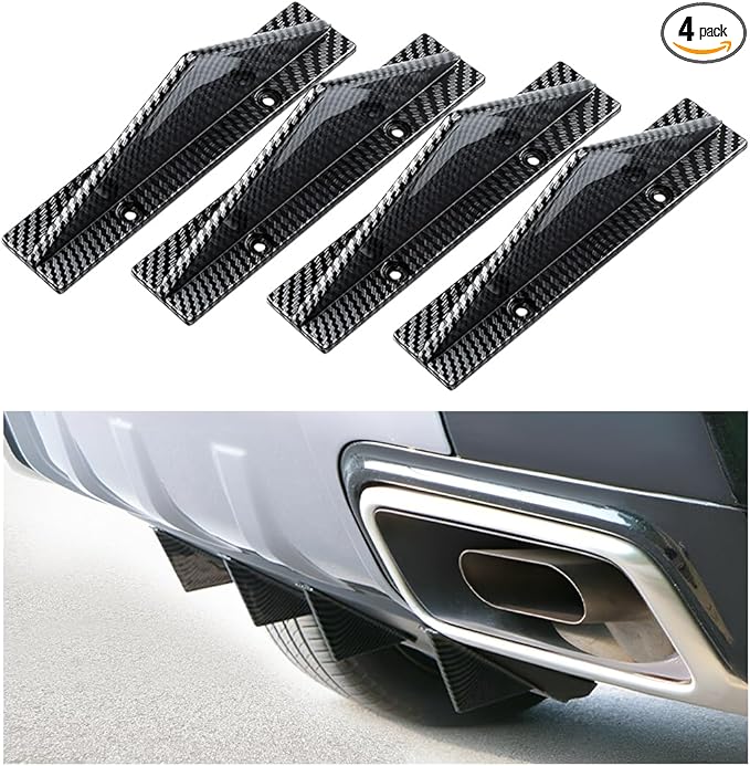 4pcs Car Rear Lower Bumper Wing Lip Diffuser, Anti-Crash Accessories Spoiler Shark Fin Protector, Rear Bumper Splitter Lip Wing with Screw, Universal Auto Decoration for Car SUV Truck