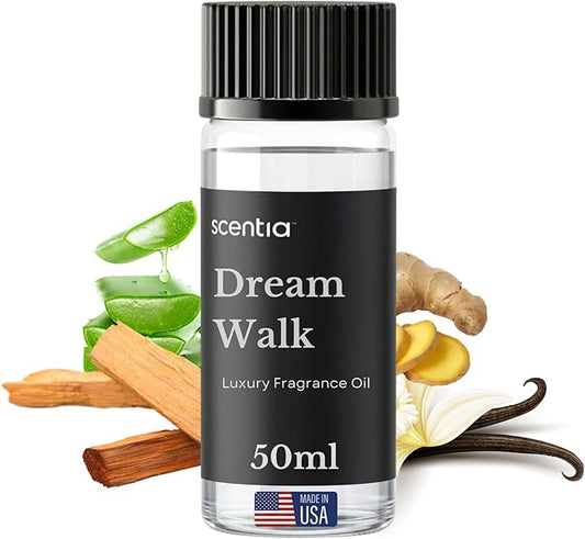 Scentia Dream Walk Hotel Scent Diffuser Oil – Luxury Fragrance Inspired by 5-Star Spa Resort – 50 mL – White Tea, Cedarwood & Amber Essential Oil Blend for Home, Office & Aromatherapy Diffusers