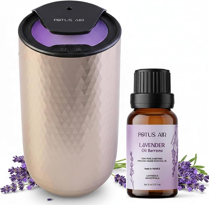 Waterless Essential Oil Diffuser – Portable Cordless Aromatherapy Diffuser for Home, Car, Office – 3 Mist Levels - 4 Timer Modes - 15ml Oil Capacity - USB-C Rechargeable