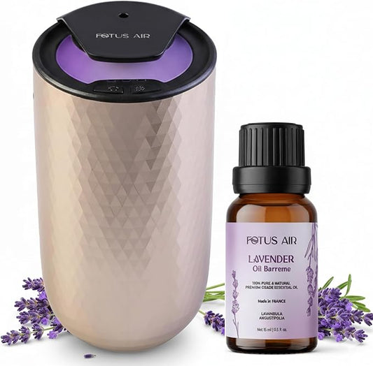 Waterless Essential Oil Diffuser – Portable Cordless Aromatherapy Diffuser for Home, Car, Office – 3 Mist Levels - 4 Timer Modes - 15ml Oil Capacity - USB-C Rechargeable