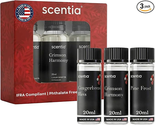 Scentia Cozy Pine Gingerbread Fragrance Oil Collection – Long Lasting Aromatherapy Diffuser Oil for Candles, Home & DIY Bakery Scents 3x20ml Discovery Set – (Perfect for Winter & Holiday)