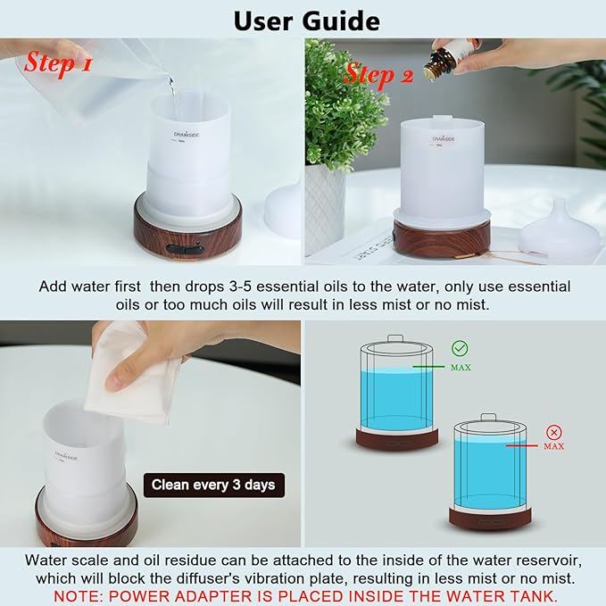EQUSUPRO Essential Oil Diffuser Electric Cool Mist Aroma Diffuser with Intermittent Mode, Auto Shut-Off Protection, 7 Colors Changing LED Light for Home Office Decor & Gift (Sea)