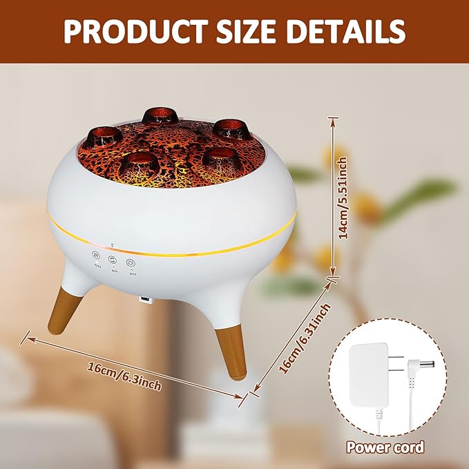 Essential Oil Diffuser 7 Color, 250 ML Jellyfish Diffuser Humidifier Volcano Diffuser with 5 Mist Outlet, Dynamic Aromatherapy Diffuser, Automatic Power Off Function for Home Bedroom Office Hotel