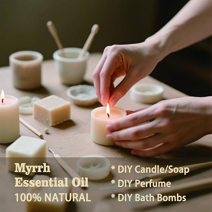 Myrrh Essential Oil – MLYNKL Myrrh Oils 8.33 fl oz for Diffusers, Humidifiers, Massage, DIY Candles, Soap, Cleaning, Home, Yoga, Office, Gifts - 250 ml