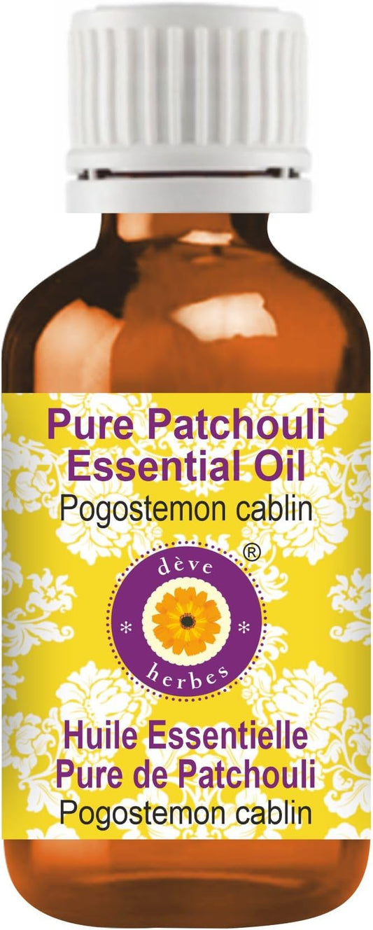 Deve Herbes Pure Patchouli Essential Oil (Pogostemon cablin) Steam Distilled 30ml (1 oz)