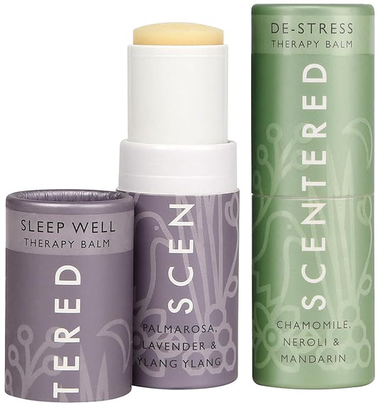 Scentered Aromatherapy Balm Sticks for Sleep & Stress-Relief - Roll On Essential Oil Blends of Lavender & Chamomile - Aromatherapy Gifts for Women - Sleep Well & De-Stress