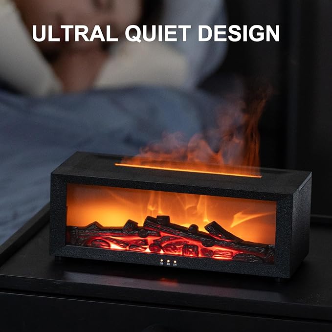 Fireplace Aroma Essential Oil Diffuser, 150ml Ultrasonic Humidifier, Scent Aroma Diffuser with Remote Control & Timer for Home, Bedroom, Office, Yoga