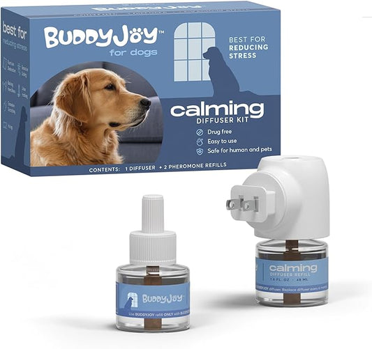 Dog Calming Diffuser Refills – Long-Lasting 30-Day Formula with Pheromones for Stress Relief, Relaxation, and Anxiety Reduction in Dogs – (1 Diffuser + 2 Refills)