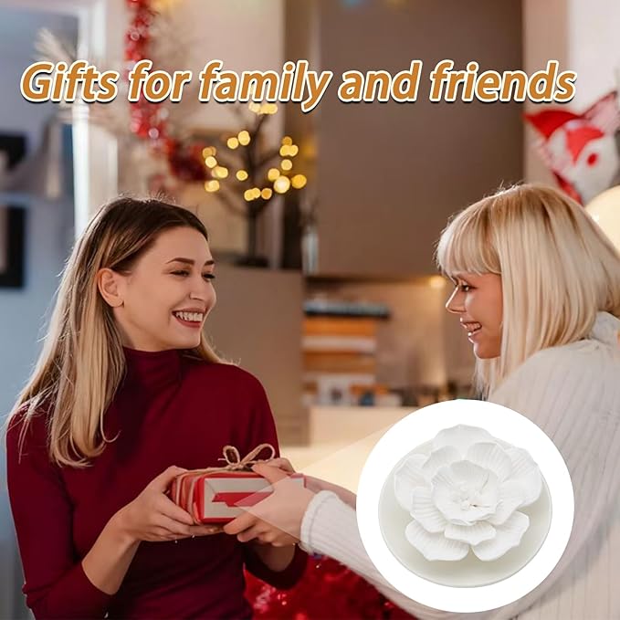 Handmade Peony Ceramic Essential Oil Mini Diffuser, Non-Electric Passive Aromatherapy Diffuser, Decorative Diffusers for Desk/Office/Home Room/Gift (Ceramic Pallet B)