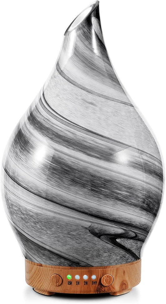 Porseme Essential Oil Diffuser Hand-Blown Glass Aroma Diffusor, Aromatherapy Unltrasonic Cool Mist deffuser, 7 Color Changing, Waterless Shut-Off, Timer Function for Home Office(150ml, Ink)
