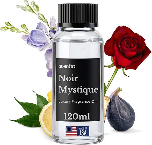 Scentia Noir Mystique Diffuser Oil Refill – Hotel Fragrance Oil Inspired by Edition Hotel – 120 mL – Rose, Bergamot & Musk Long-Lasting Scent for Ultrasonic & Waterless Diffusers, Made in USA