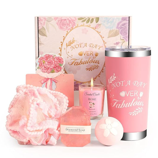 Premium Self Care Gift Basket for Women - Perfect Spa Birthday, Get Well, or Thank You Gift for Her. Ideal for Mom, Sister, Best Friends(pink cup)