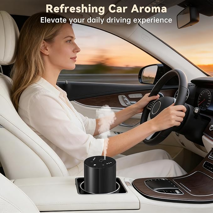 Car Diffuser, Car Air Freshener Diffuser, Waterless Essential Oil Diffuser, Rechargeable for Home Office,30-50hrs Long Lasting ﻿