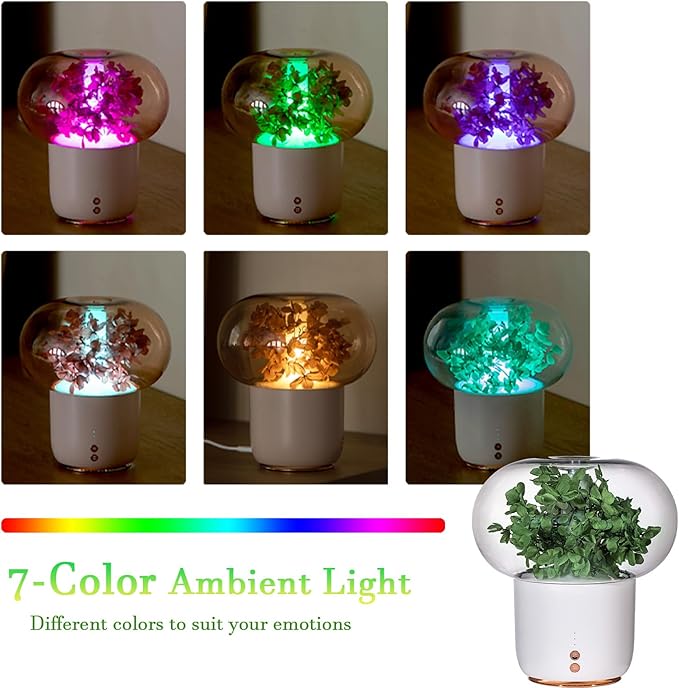 Eternal Flower Essential Oil Diffuser, 200ml Ultrasonic Aromatherapy Humidifier, Creative Colorful Night Light Aromatherapy Machine, Noise Free, BPA Free, Auto Shut-Off, Gift for Women (Green)