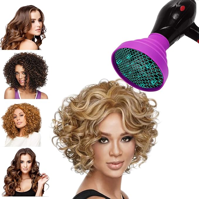 WAJIAYON Universal Collapsible Hair Dryer Diffuser Attachment-Foldable Portable Travel and Easy Storage Hair Diffuser Fit Most Hair Dryers with Nozzle Diameter D-1.575Inch to 1.968 Inch (4-5cm)-Purple