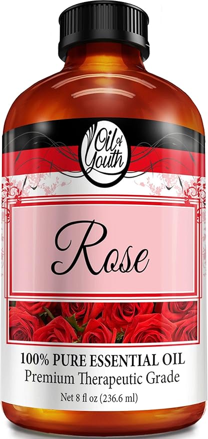 Oil of Youth Essential Oils Rose Essential Oil, 8 Fluid Ounces – Pure Aromatherapy Grade