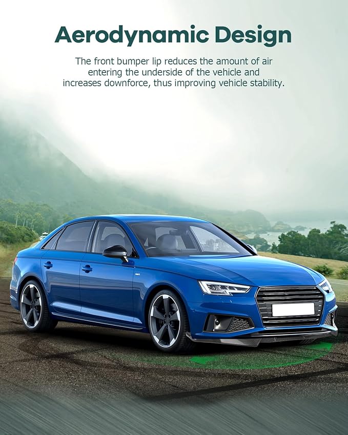 SCITOO Plastic Front Lip Spoiler fits for 2017-2019 for Audi for A4 2017-2018 for Audi A4 Quattro/S4 S-Line Glossy Carbon Look Front Bumper Lip
