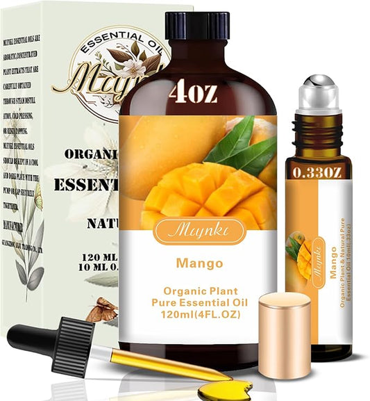 Mango Essential Oil – MLYNKL Mango Oils 4.33 fl oz for Diffusers, Humidifiers, Massage, DIY Candles, Soap, Cleaning, Home, Yoga, Office, Gifts - 130 ml