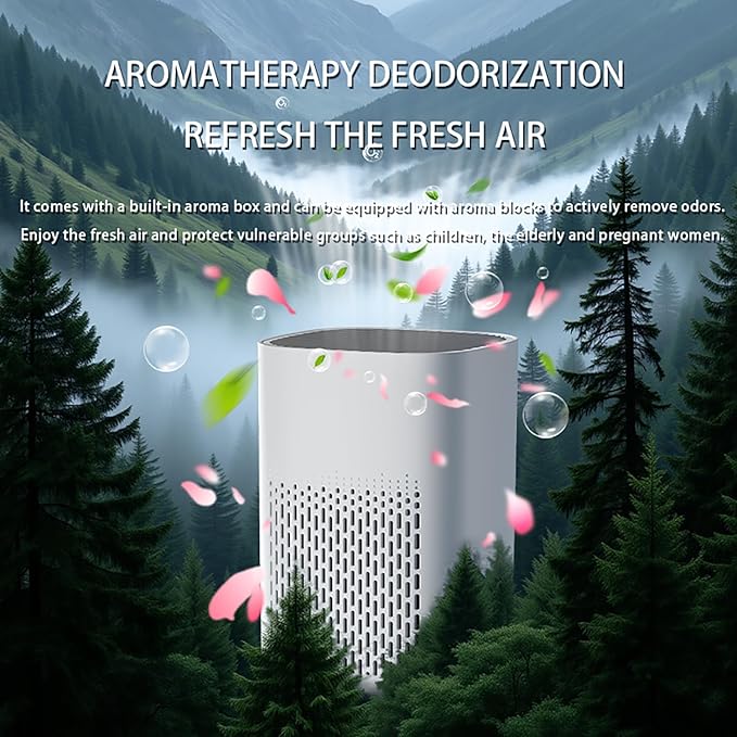 Air Purifier with Aromatherapy Function, Essential Oil Diffuser 2-in-1, HEPA Filter Air Cleaner for Home Bedroom Living Room Kitchen Office, 360° Top-Outlet Design, Silent Sleep Mode