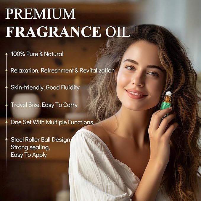 Essential Oils Roll On Set 8 Pack 8 Scent, Gifts for Mom, Wife, Sisters, Self Care Gifts for Women, Essential Oil Roller Set, Natural Aromatherapy Roll Oil Blends for Skin, Relaxing Gift for Women
