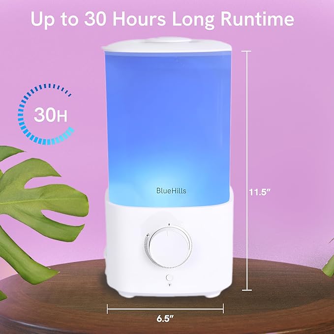 BlueHills Premium 2300 ML XL Large Essential Oil Diffuser Humidifier Combo for Large Room Home Huge Coverage Area 2 Liter Extra Big Capacity Huge Diffuser with Décor LED Lights Square White - L001