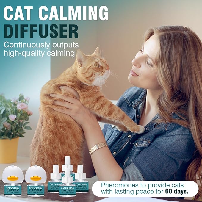8 in 1 Multicat Cat Calming Diffuser Pheromone Diffuser Pheromones Plug in Refill for Stress and Anxiety Relief Products Anti Aggression for Cats Spraying No More Stop Cat from Urinating