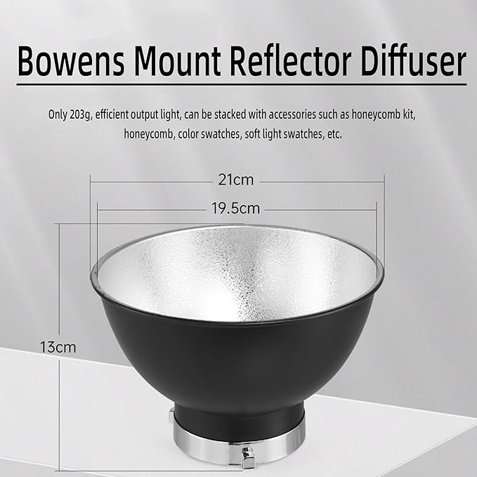 Godox 8.2" / 21cm Bowens Mount Standard Reflector Diffuser for Godox AD600B AD600Pro AD600BM MS200V MS300V SK400IIV SK300IIV Strobe Flash Monolight SL60II SL100II SL150W Video Light