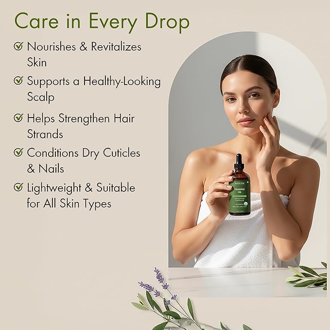 Majestic Pure Tamanu Oil 4 oz - 100% Pure & Natural - USDA Certified - Cold Pressed Carrier Oil for Face, Body, Lips, Nails, Shampoo & Conditioner
