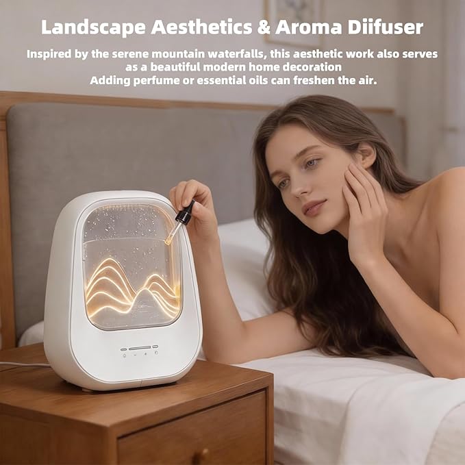 8-in-1 White Noise Sound Machine with Aroma Diffuser, Rain Sound Machine for Sleeping, Stress Relief, Waterfall Sound Machine Night Light Timer for Bedroom Office Home Decor, Cream