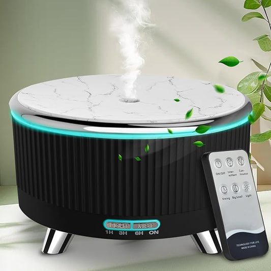 Essential Oil Diffuser for Large Room 500ml,Diffusers for Home with R/C,Aromatherapy Diffuser Waterless Auto Off,Cool Mist Humidifier 7 Colors Light & 3 Mist Modes for Bedroom Office Black Silver