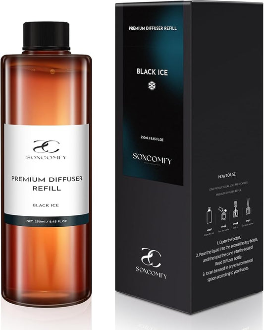 Diffuser Oil Luxury Essential Oils for Diffuser Refill & Air Freshener,Long-Lasting Natural Home Fragrance and Hotel Scent for Diffusers - 8.45 Fl.oz(250ml), Black ICE