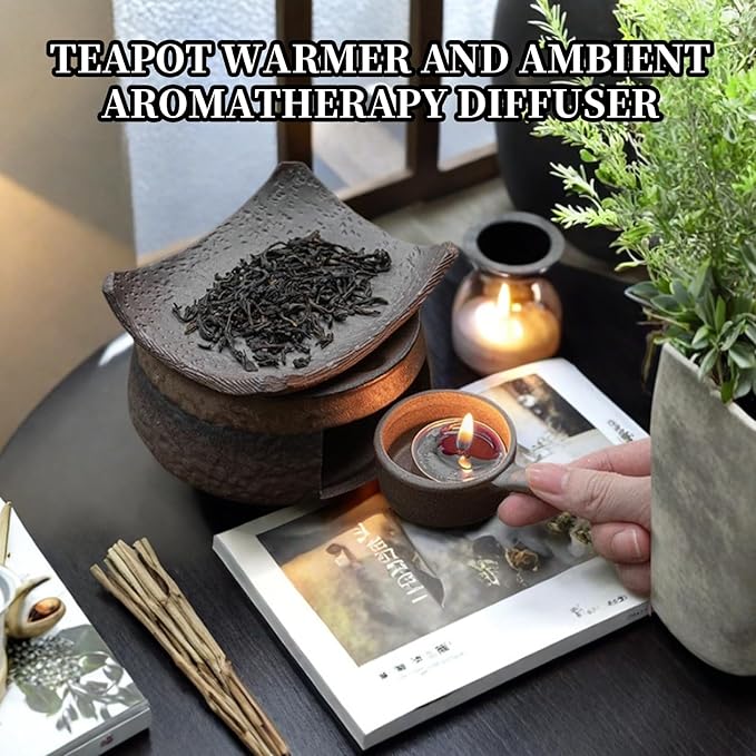 Incense Burner & Candle Warmer | Ceramic Aromatherapy Diffuser Includes Wooden Clips and Pads for Wax Melts, Dried Herbs and Palo Santo | Bedtime Calm, Meditation