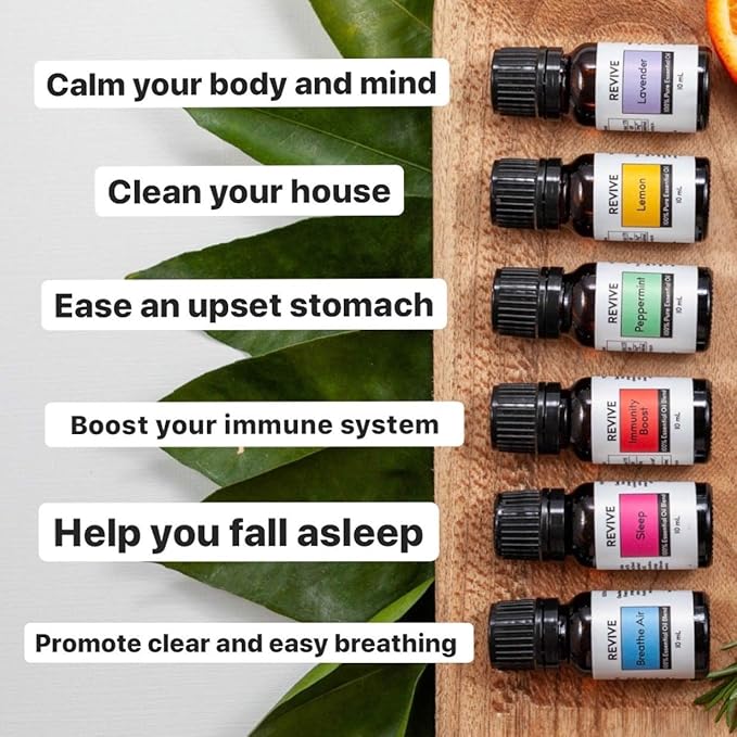 Aromatherapy Kits by Revive Essential Oils - 100% Pure Therapeutic Grade, Diffuser, Massage, Aromatherapy (Basics Kit)
