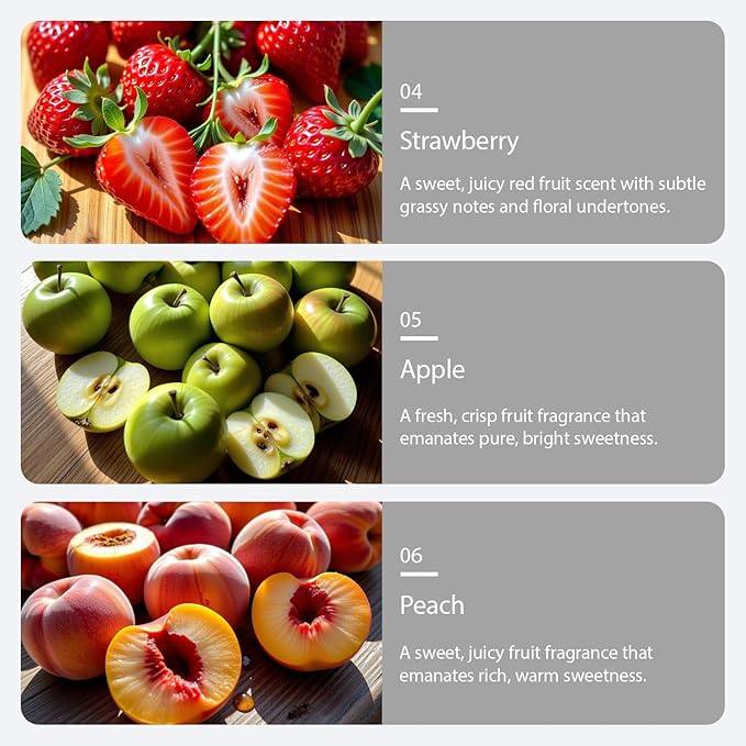 6PCS Fruity Essential Oils Gift Set, 10ml/0.33fl.oz Fragrance Oils for Soap, DIY Candle, Fruit Scented Oils for Diffusers for Home