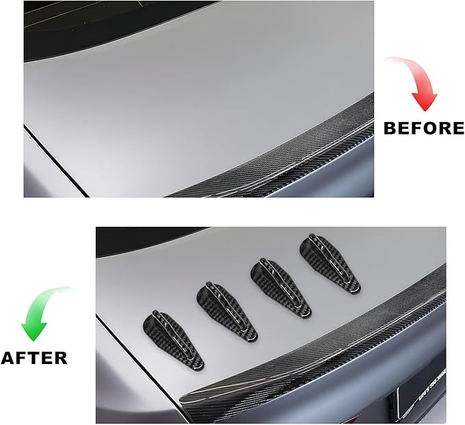 10 PCS Diffuser Shark Fin Kit, Waterproof Air Vortex Generator Spoiler Replacement Set, Universal Roof Wing Decoration Noise Reduction for Cars Trucks SUVs (Carbon Fiber, Rounded)
