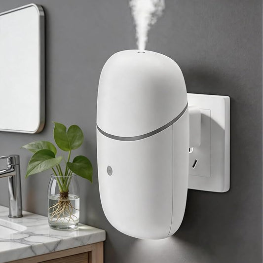 Plug in Diffuser, Waterless Diffuser with Low/High Switch, Essential Oil Diffuser with Night Light, Up to 500 Sq. Ft, Small Wall Scent Diffuser for Home, Living Room, Bedroom, Bathroom, White