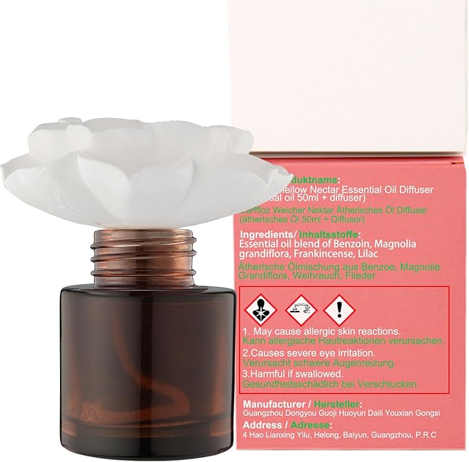 Room Scen Gift Set, Essential Oil Mellow Nectar (1.7 fl.oz|50ml) and Diffuser, 60-Days Natural Air Freshener Non-Toxic Upgrades Fragrance Reed Diffuser Make Home Smell Good