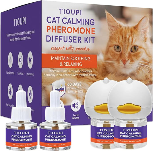Premium Cat Pheromones Calming Diffuser - Relaxing Stress & Anxiety Relief for Cats, Multi Cat Homes, 2 Pack